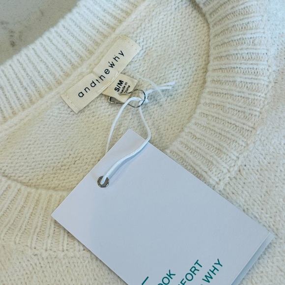 AND THE WHY Holly Jolly oversized ivory holiday sweater S/M M/L combo size - Picture 7 of 8